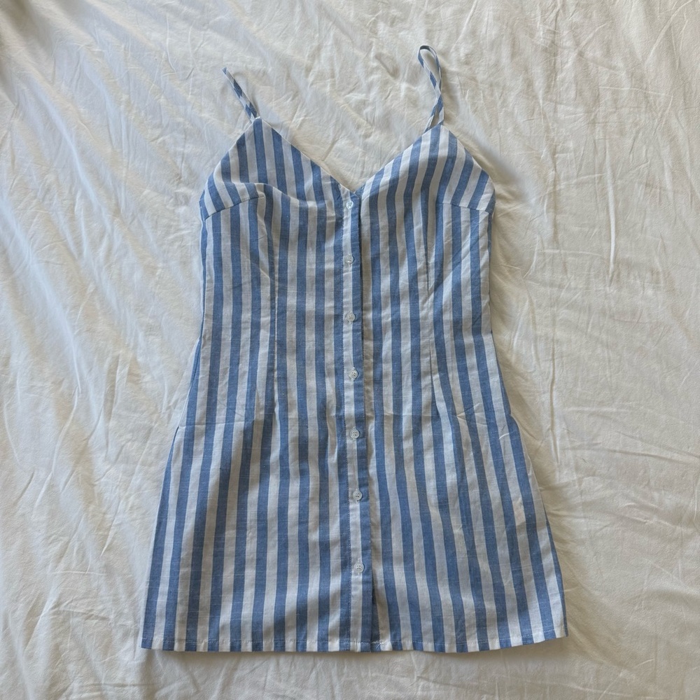 Blue and White Striped Dress